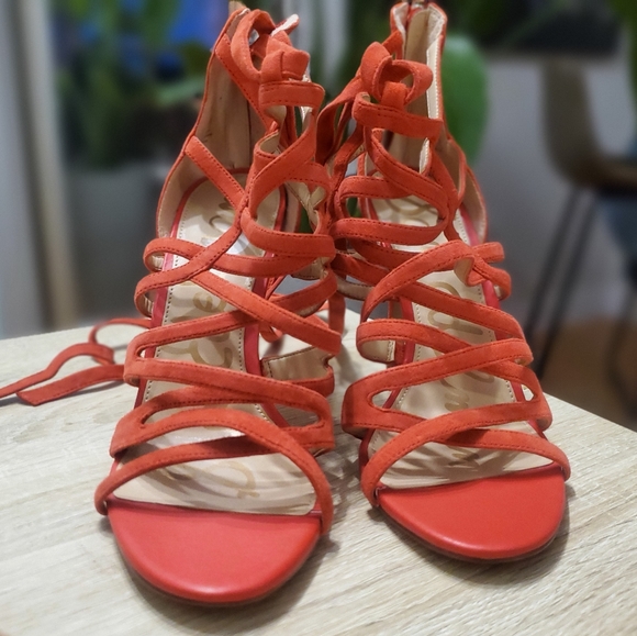 Sam Edelman, Cage Stilettos,Size 8.5, Coral - Picture 2 of 4